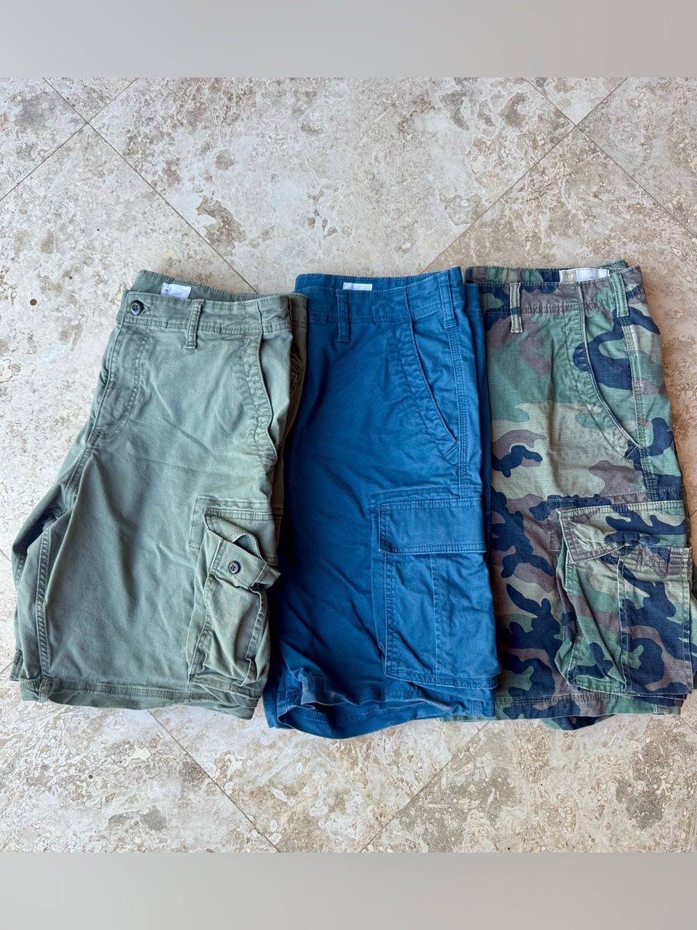 Men's GAP Cargo Shorts - Olive, Blue & Camo
